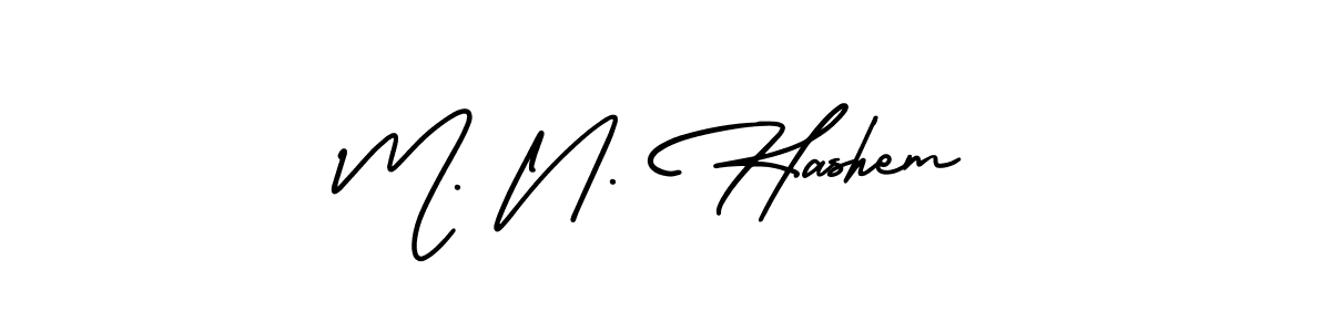 The best way (AmerikaSignatureDemo-Regular) to make a short signature is to pick only two or three words in your name. The name M. N. Hashem include a total of six letters. For converting this name. M. N. Hashem signature style 3 images and pictures png