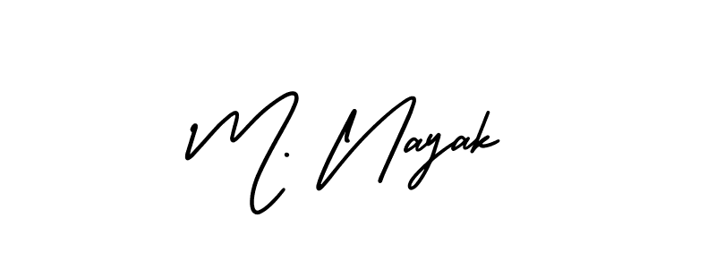 The best way (AmerikaSignatureDemo-Regular) to make a short signature is to pick only two or three words in your name. The name M. Nayak include a total of six letters. For converting this name. M. Nayak signature style 3 images and pictures png