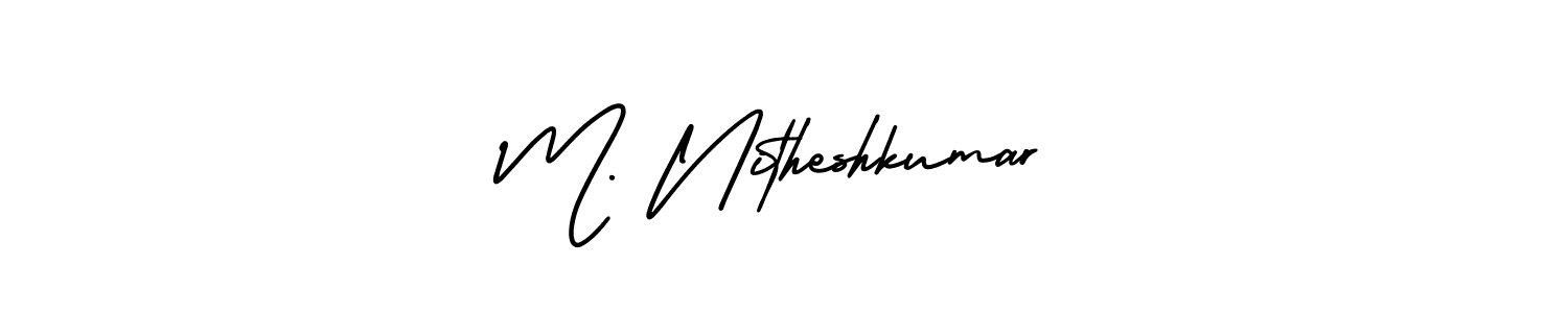 if you are searching for the best signature style for your name M. Nitheshkumar. so please give up your signature search. here we have designed multiple signature styles  using AmerikaSignatureDemo-Regular. M. Nitheshkumar signature style 3 images and pictures png