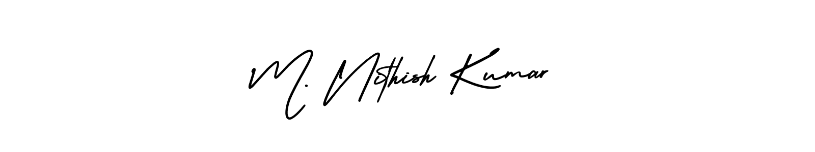 This is the best signature style for the M. Nithish Kumar name. Also you like these signature font (AmerikaSignatureDemo-Regular). Mix name signature. M. Nithish Kumar signature style 3 images and pictures png