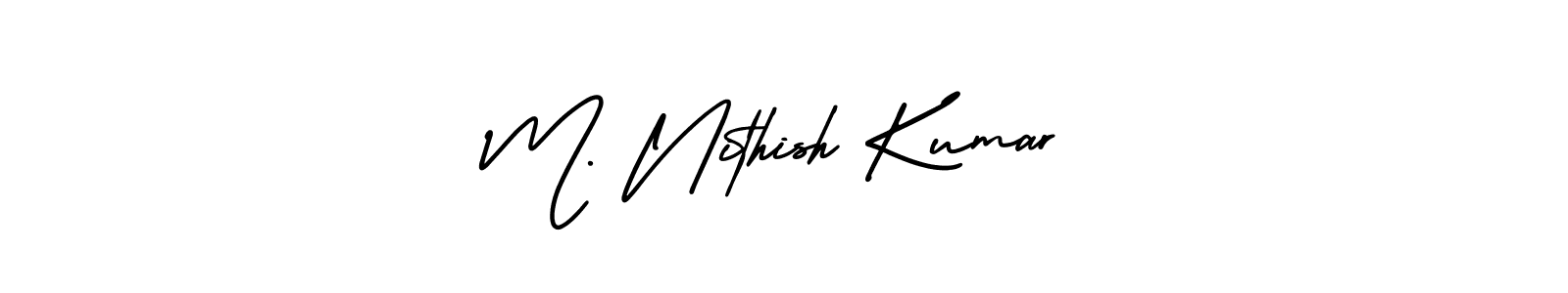 AmerikaSignatureDemo-Regular is a professional signature style that is perfect for those who want to add a touch of class to their signature. It is also a great choice for those who want to make their signature more unique. Get M. Nithish Kumar name to fancy signature for free. M. Nithish Kumar signature style 3 images and pictures png