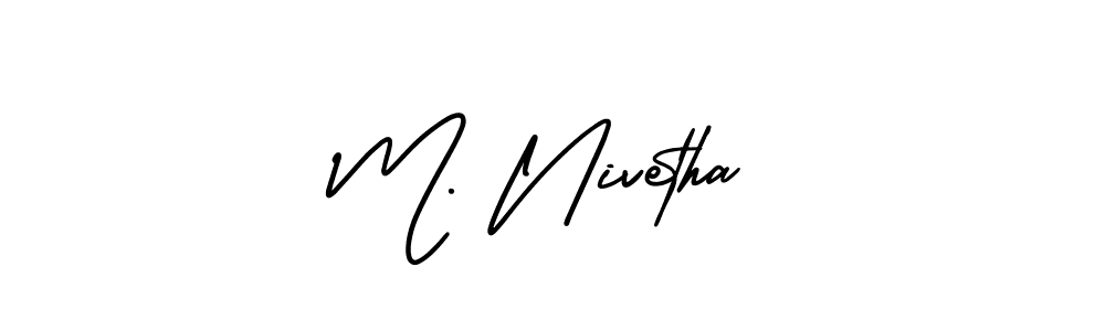 How to make M. Nivetha name signature. Use AmerikaSignatureDemo-Regular style for creating short signs online. This is the latest handwritten sign. M. Nivetha signature style 3 images and pictures png