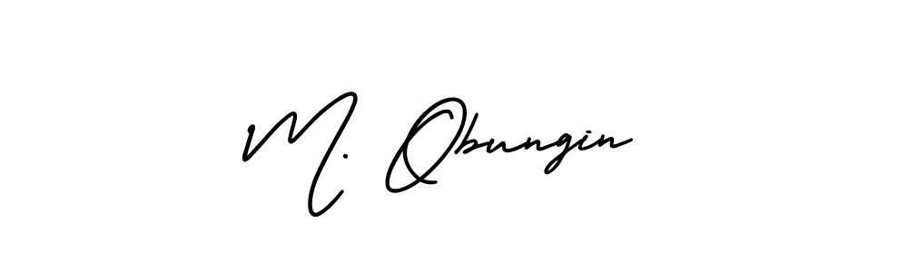 Design your own signature with our free online signature maker. With this signature software, you can create a handwritten (AmerikaSignatureDemo-Regular) signature for name M. Obungin. M. Obungin signature style 3 images and pictures png