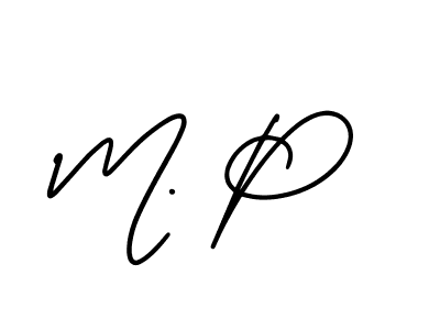 How to make M. P name signature. Use AmerikaSignatureDemo-Regular style for creating short signs online. This is the latest handwritten sign. M. P signature style 3 images and pictures png