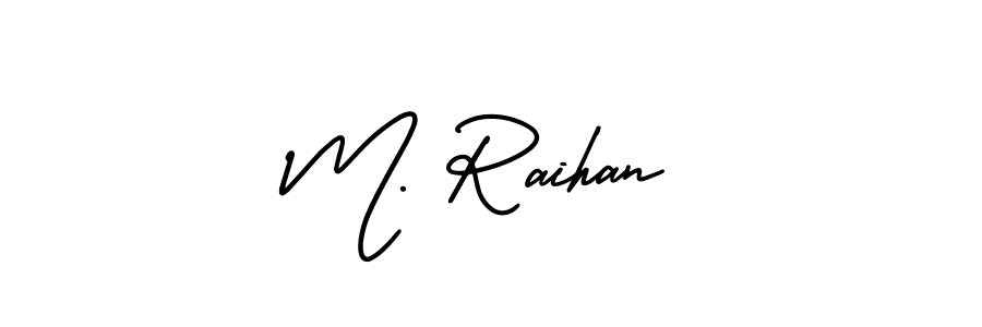 Use a signature maker to create a handwritten signature online. With this signature software, you can design (AmerikaSignatureDemo-Regular) your own signature for name M. Raihan. M. Raihan signature style 3 images and pictures png