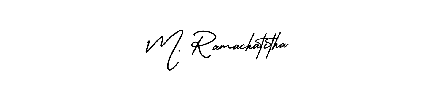 How to make M. Ramachatitha name signature. Use AmerikaSignatureDemo-Regular style for creating short signs online. This is the latest handwritten sign. M. Ramachatitha signature style 3 images and pictures png