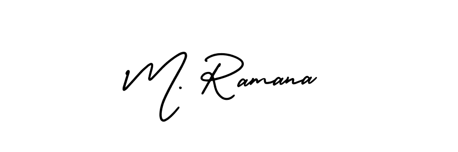 Make a short M. Ramana signature style. Manage your documents anywhere anytime using AmerikaSignatureDemo-Regular. Create and add eSignatures, submit forms, share and send files easily. M. Ramana signature style 3 images and pictures png