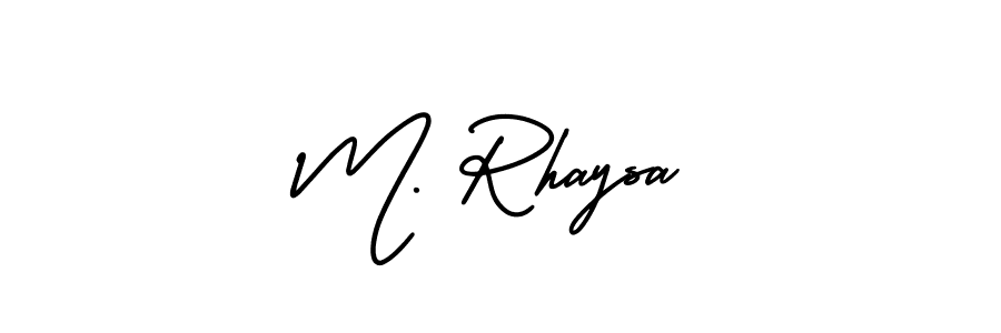This is the best signature style for the M. Rhaysa name. Also you like these signature font (AmerikaSignatureDemo-Regular). Mix name signature. M. Rhaysa signature style 3 images and pictures png
