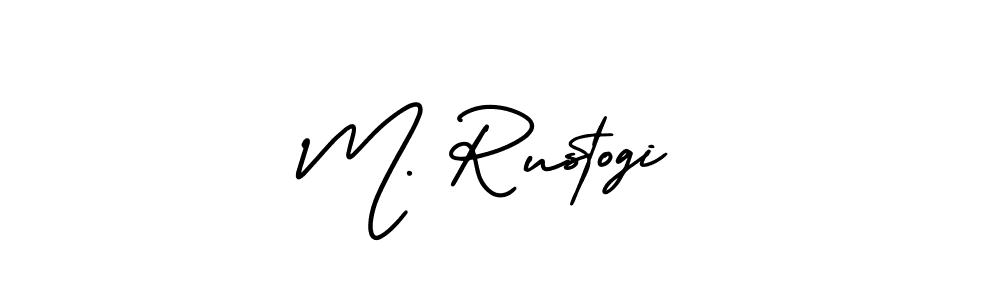 Similarly AmerikaSignatureDemo-Regular is the best handwritten signature design. Signature creator online .You can use it as an online autograph creator for name M. Rustogi. M. Rustogi signature style 3 images and pictures png