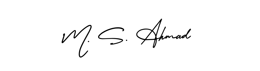 Design your own signature with our free online signature maker. With this signature software, you can create a handwritten (AmerikaSignatureDemo-Regular) signature for name M. S. Ahmad. M. S. Ahmad signature style 3 images and pictures png