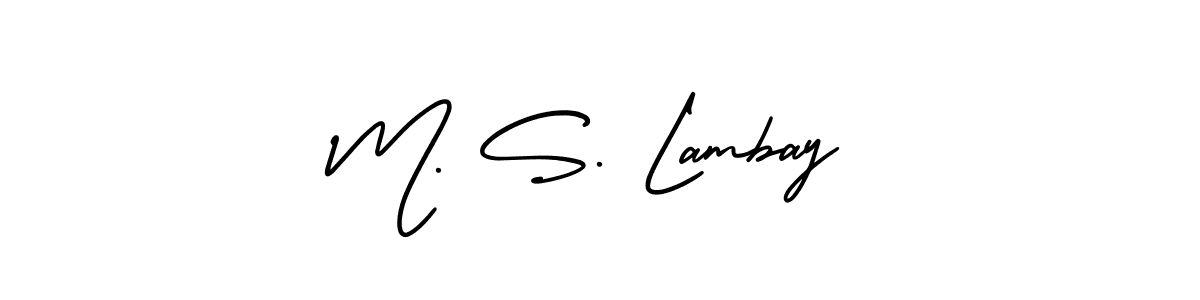 This is the best signature style for the M. S. Lambay name. Also you like these signature font (AmerikaSignatureDemo-Regular). Mix name signature. M. S. Lambay signature style 3 images and pictures png