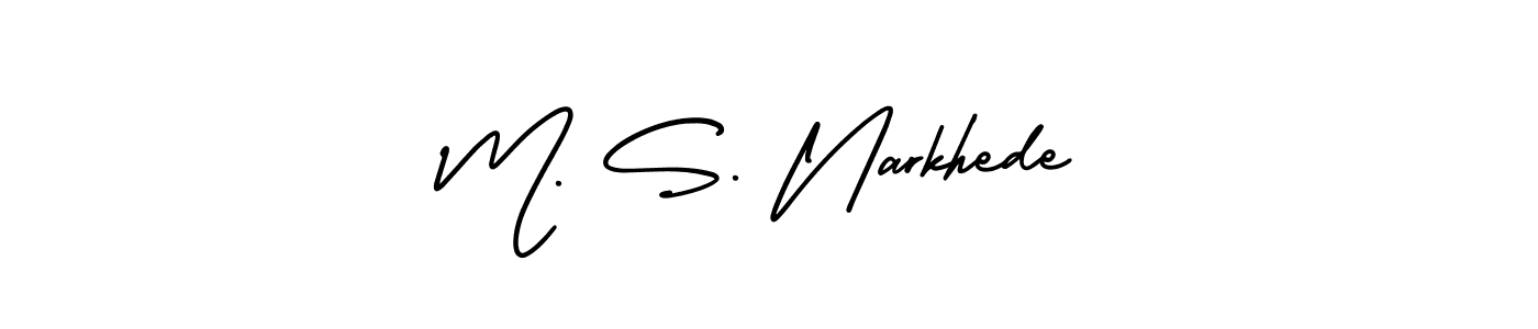 The best way (AmerikaSignatureDemo-Regular) to make a short signature is to pick only two or three words in your name. The name M. S. Narkhede include a total of six letters. For converting this name. M. S. Narkhede signature style 3 images and pictures png