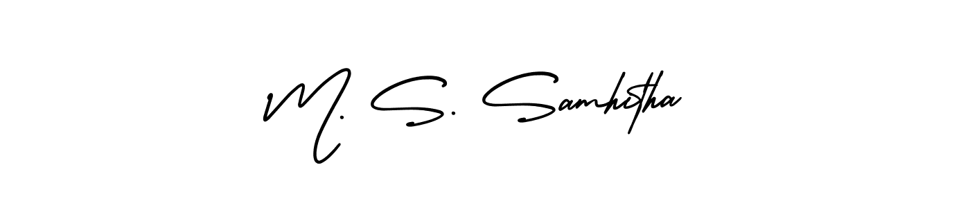 This is the best signature style for the M. S. Samhitha name. Also you like these signature font (AmerikaSignatureDemo-Regular). Mix name signature. M. S. Samhitha signature style 3 images and pictures png