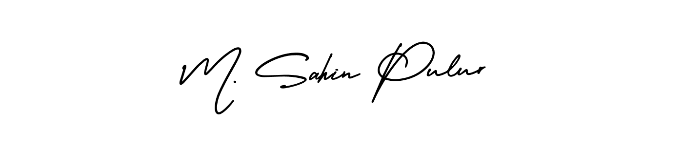 if you are searching for the best signature style for your name M. Sahin Pulur. so please give up your signature search. here we have designed multiple signature styles  using AmerikaSignatureDemo-Regular. M. Sahin Pulur signature style 3 images and pictures png