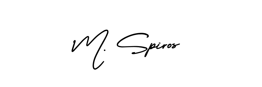 You should practise on your own different ways (AmerikaSignatureDemo-Regular) to write your name (M. Spiros) in signature. don't let someone else do it for you. M. Spiros signature style 3 images and pictures png