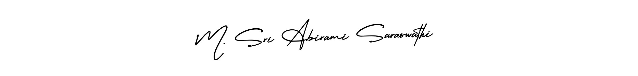 You should practise on your own different ways (AmerikaSignatureDemo-Regular) to write your name (M. Sri Abirami Saraswathi) in signature. don't let someone else do it for you. M. Sri Abirami Saraswathi signature style 3 images and pictures png