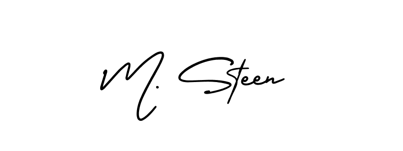 How to make M. Steen name signature. Use AmerikaSignatureDemo-Regular style for creating short signs online. This is the latest handwritten sign. M. Steen signature style 3 images and pictures png