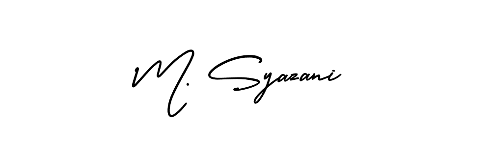 You should practise on your own different ways (AmerikaSignatureDemo-Regular) to write your name (M. Syazani) in signature. don't let someone else do it for you. M. Syazani signature style 3 images and pictures png