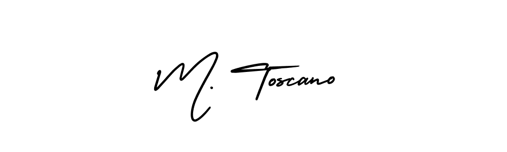 You should practise on your own different ways (AmerikaSignatureDemo-Regular) to write your name (M. Toscano) in signature. don't let someone else do it for you. M. Toscano signature style 3 images and pictures png