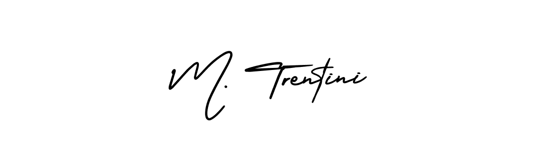 Design your own signature with our free online signature maker. With this signature software, you can create a handwritten (AmerikaSignatureDemo-Regular) signature for name M. Trentini. M. Trentini signature style 3 images and pictures png