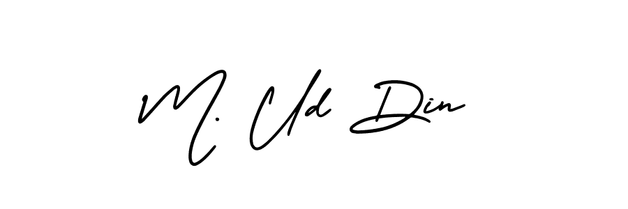 The best way (AmerikaSignatureDemo-Regular) to make a short signature is to pick only two or three words in your name. The name M. Ud Din include a total of six letters. For converting this name. M. Ud Din signature style 3 images and pictures png