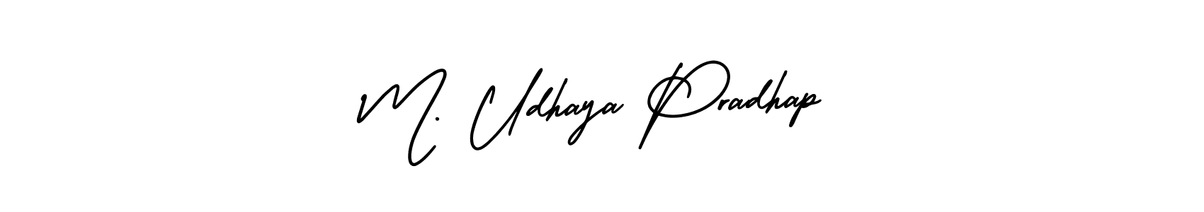 Use a signature maker to create a handwritten signature online. With this signature software, you can design (AmerikaSignatureDemo-Regular) your own signature for name M. Udhaya Pradhap. M. Udhaya Pradhap signature style 3 images and pictures png