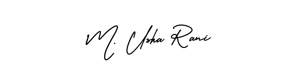 You should practise on your own different ways (AmerikaSignatureDemo-Regular) to write your name (M. Usha Rani) in signature. don't let someone else do it for you. M. Usha Rani signature style 3 images and pictures png