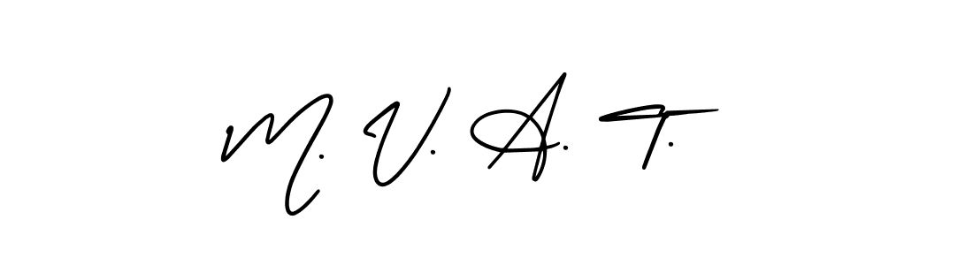 You should practise on your own different ways (AmerikaSignatureDemo-Regular) to write your name (M. V. A. T.) in signature. don't let someone else do it for you. M. V. A. T. signature style 3 images and pictures png