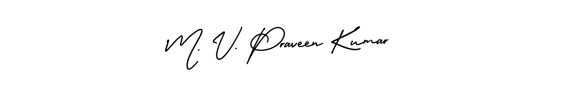 Also You can easily find your signature by using the search form. We will create M. V. Praveen Kumar name handwritten signature images for you free of cost using AmerikaSignatureDemo-Regular sign style. M. V. Praveen Kumar signature style 3 images and pictures png