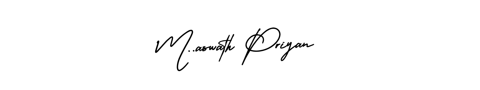 This is the best signature style for the M..aswath Priyan name. Also you like these signature font (AmerikaSignatureDemo-Regular). Mix name signature. M..aswath Priyan signature style 3 images and pictures png