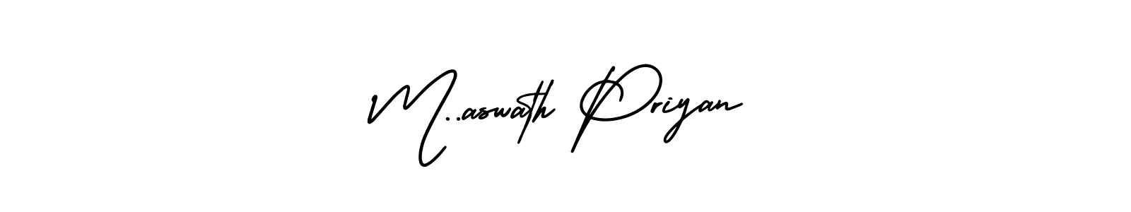 This is the best signature style for the M..aswath Priyan name. Also you like these signature font (AmerikaSignatureDemo-Regular). Mix name signature. M..aswath Priyan signature style 3 images and pictures png