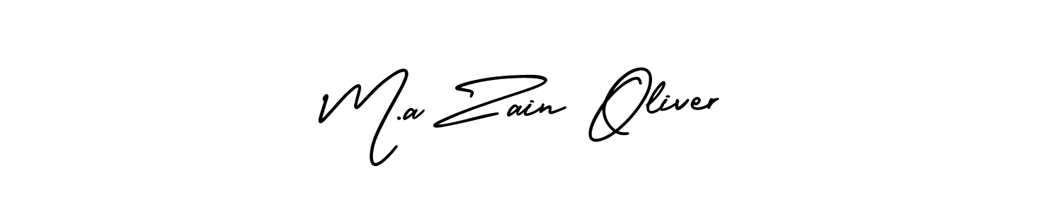 The best way (AmerikaSignatureDemo-Regular) to make a short signature is to pick only two or three words in your name. The name M.a Zain Oliver include a total of six letters. For converting this name. M.a Zain Oliver signature style 3 images and pictures png