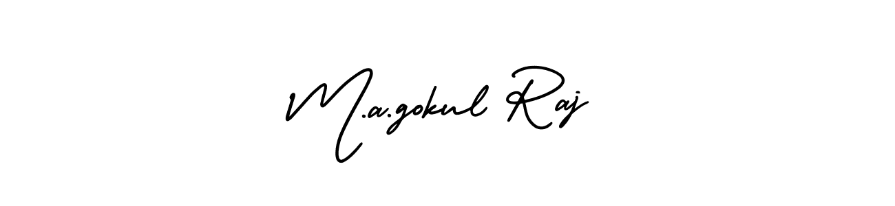 Make a beautiful signature design for name M.a.gokul Raj. With this signature (AmerikaSignatureDemo-Regular) style, you can create a handwritten signature for free. M.a.gokul Raj signature style 3 images and pictures png