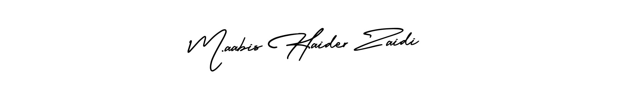 You should practise on your own different ways (AmerikaSignatureDemo-Regular) to write your name (M.aabis Haider Zaidi) in signature. don't let someone else do it for you. M.aabis Haider Zaidi signature style 3 images and pictures png