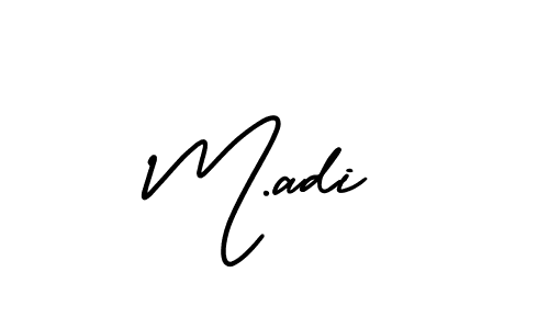 The best way (AmerikaSignatureDemo-Regular) to make a short signature is to pick only two or three words in your name. The name M.adi include a total of six letters. For converting this name. M.adi signature style 3 images and pictures png