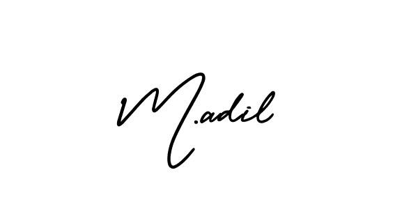 Design your own signature with our free online signature maker. With this signature software, you can create a handwritten (AmerikaSignatureDemo-Regular) signature for name M.adil. M.adil signature style 3 images and pictures png