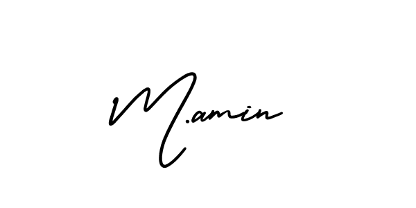 The best way (AmerikaSignatureDemo-Regular) to make a short signature is to pick only two or three words in your name. The name M.amin include a total of six letters. For converting this name. M.amin signature style 3 images and pictures png