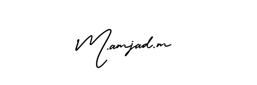 The best way (AmerikaSignatureDemo-Regular) to make a short signature is to pick only two or three words in your name. The name M.amjad.m include a total of six letters. For converting this name. M.amjad.m signature style 3 images and pictures png