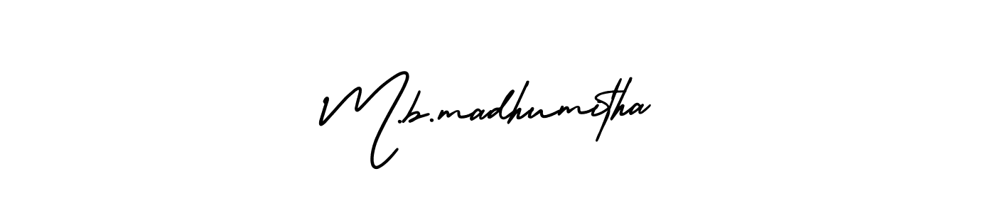 How to make M.b.madhumitha name signature. Use AmerikaSignatureDemo-Regular style for creating short signs online. This is the latest handwritten sign. M.b.madhumitha signature style 3 images and pictures png