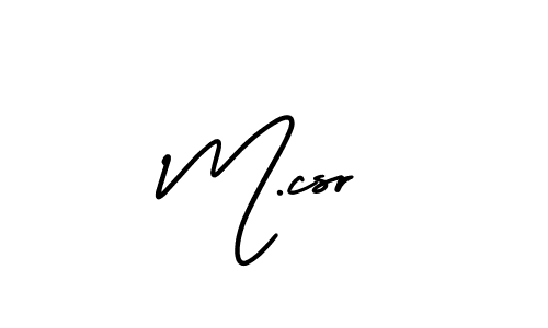 The best way (AmerikaSignatureDemo-Regular) to make a short signature is to pick only two or three words in your name. The name M.csr include a total of six letters. For converting this name. M.csr signature style 3 images and pictures png