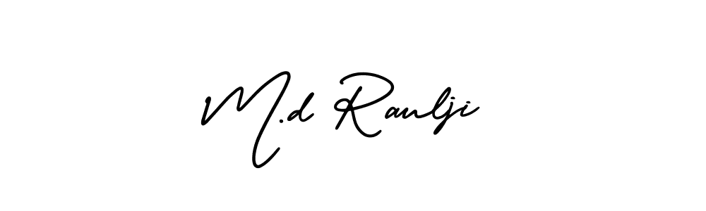 M.d Raulji stylish signature style. Best Handwritten Sign (AmerikaSignatureDemo-Regular) for my name. Handwritten Signature Collection Ideas for my name M.d Raulji. M.d Raulji signature style 3 images and pictures png