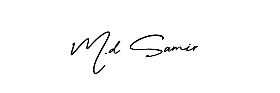 Design your own signature with our free online signature maker. With this signature software, you can create a handwritten (AmerikaSignatureDemo-Regular) signature for name M.d Samir. M.d Samir signature style 3 images and pictures png