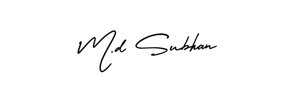 Design your own signature with our free online signature maker. With this signature software, you can create a handwritten (AmerikaSignatureDemo-Regular) signature for name M.d Subhan. M.d Subhan signature style 3 images and pictures png