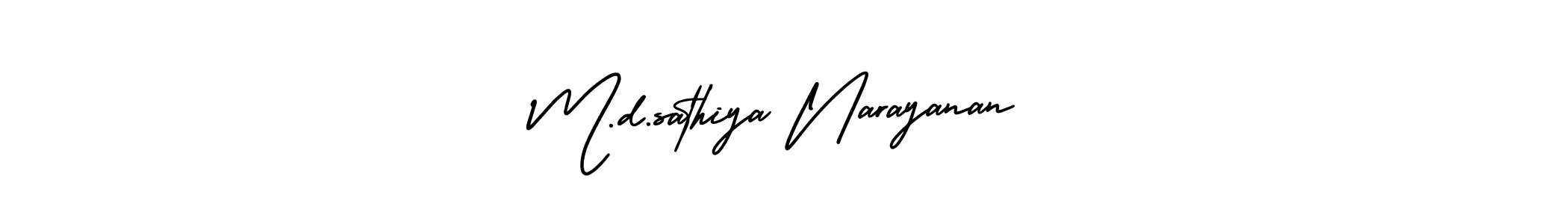 Make a beautiful signature design for name M.d.sathiya Narayanan. With this signature (AmerikaSignatureDemo-Regular) style, you can create a handwritten signature for free. M.d.sathiya Narayanan signature style 3 images and pictures png