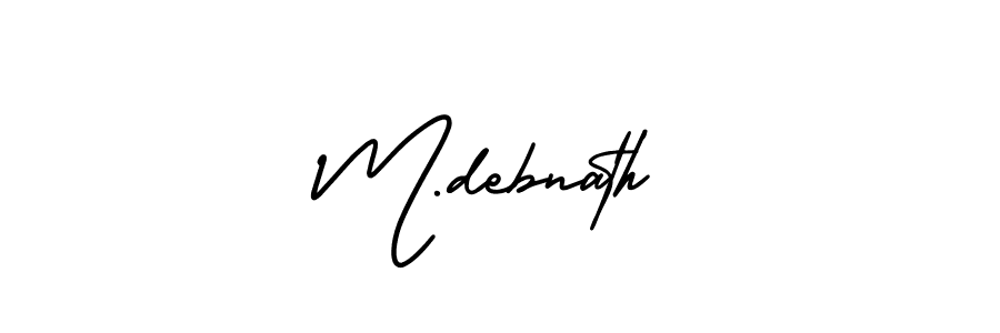 You should practise on your own different ways (AmerikaSignatureDemo-Regular) to write your name (M.debnath) in signature. don't let someone else do it for you. M.debnath signature style 3 images and pictures png