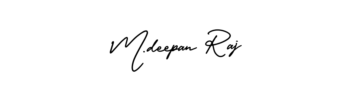 The best way (AmerikaSignatureDemo-Regular) to make a short signature is to pick only two or three words in your name. The name M.deepan Raj include a total of six letters. For converting this name. M.deepan Raj signature style 3 images and pictures png
