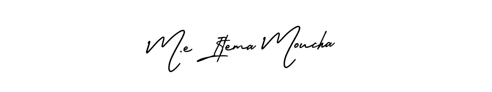 How to Draw M.e Itema Moucha signature style? AmerikaSignatureDemo-Regular is a latest design signature styles for name M.e Itema Moucha. M.e Itema Moucha signature style 3 images and pictures png