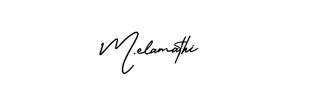 The best way (AmerikaSignatureDemo-Regular) to make a short signature is to pick only two or three words in your name. The name M.elamathi include a total of six letters. For converting this name. M.elamathi signature style 3 images and pictures png