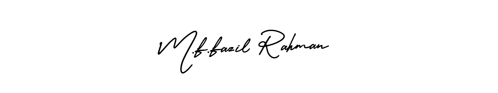 Also You can easily find your signature by using the search form. We will create M.f.fazil Rahman name handwritten signature images for you free of cost using AmerikaSignatureDemo-Regular sign style. M.f.fazil Rahman signature style 3 images and pictures png