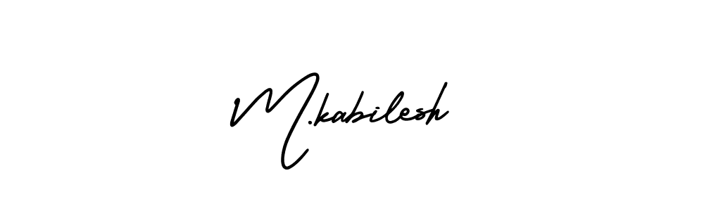 You should practise on your own different ways (AmerikaSignatureDemo-Regular) to write your name (M.kabilesh) in signature. don't let someone else do it for you. M.kabilesh signature style 3 images and pictures png